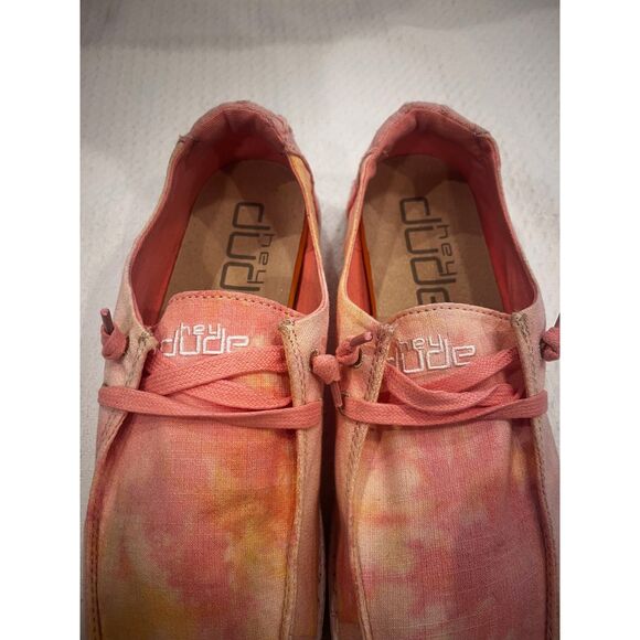 Hey Dude Wendy Tie Dye Lemon Ombre Pink Yellow Shoes Women’s Size 10 - Picture 6 of 15